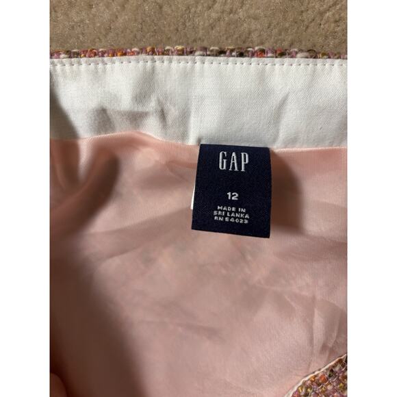 Gap Size 12 Wool Blend Black Pink Tweed Pencil Skirt Velvet Trim Flared EUC - Picture 6 of 8